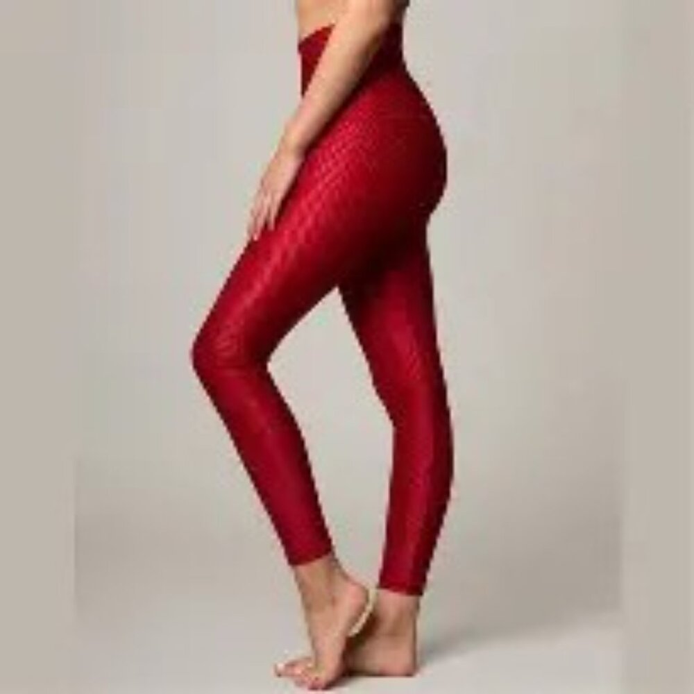 Emily Hsu Designs Red Diamond Jacquard Leggings in M